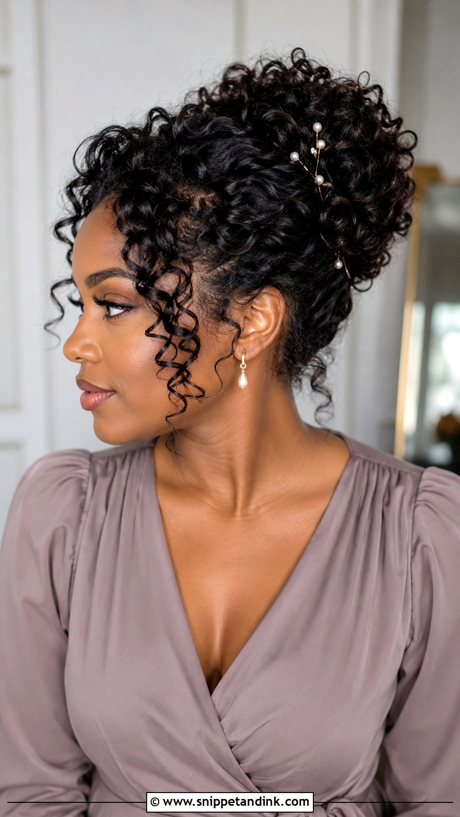 Curly Updo Wedding Guest Hairstyle - Snippet and Ink - 15 Wedding Guest Hairstyles for Black Women