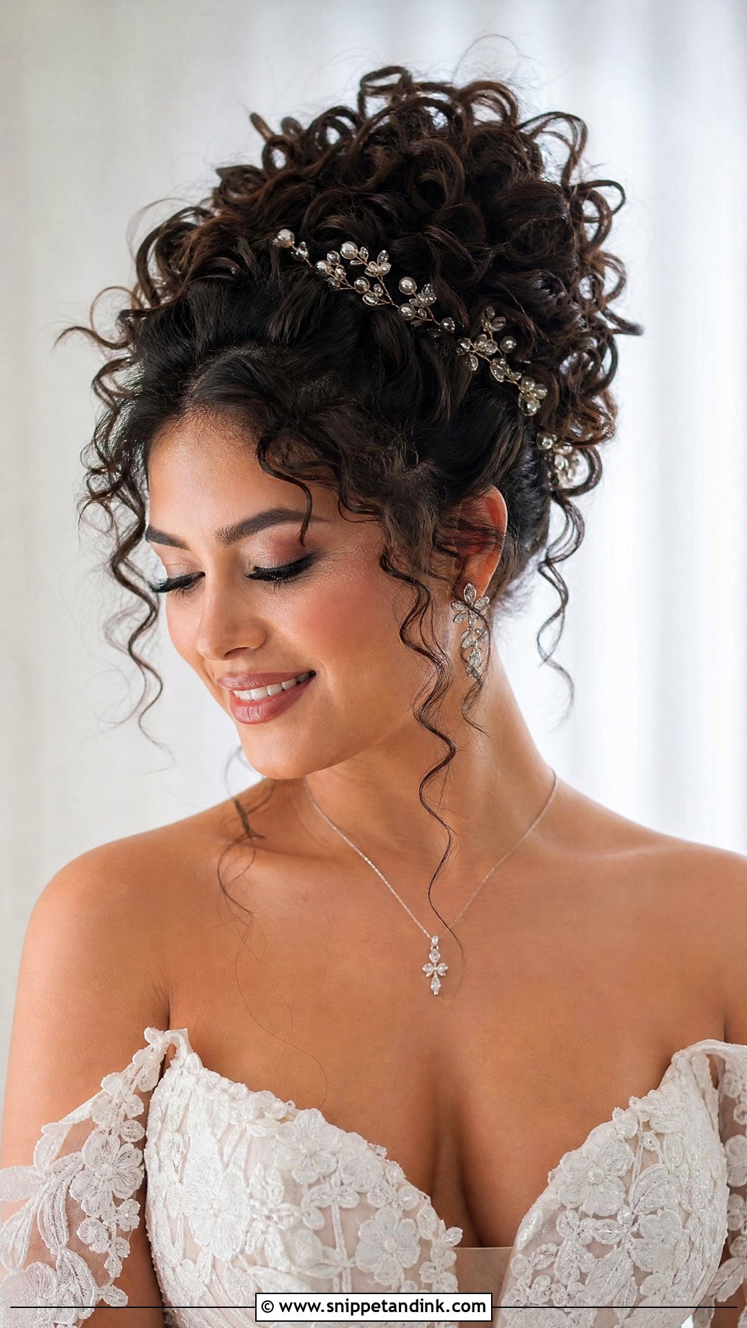 Curly Updo Wedding Hair for Medium Hair - Snippet and Ink - 20 Medium Hair Wedding Styles