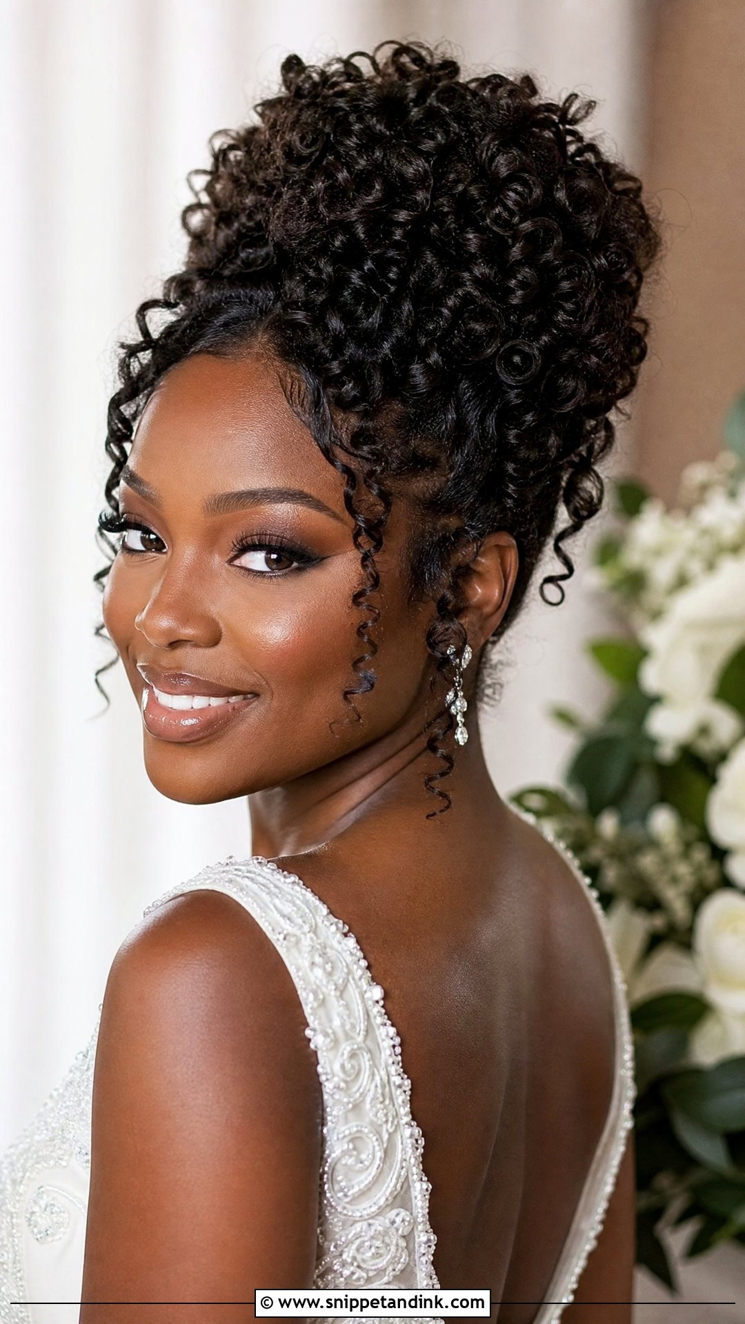 Curly Updo Wedding Hairstyle For Thick Hair - Snippet and Ink - 20 Thick Hair Wedding Styles