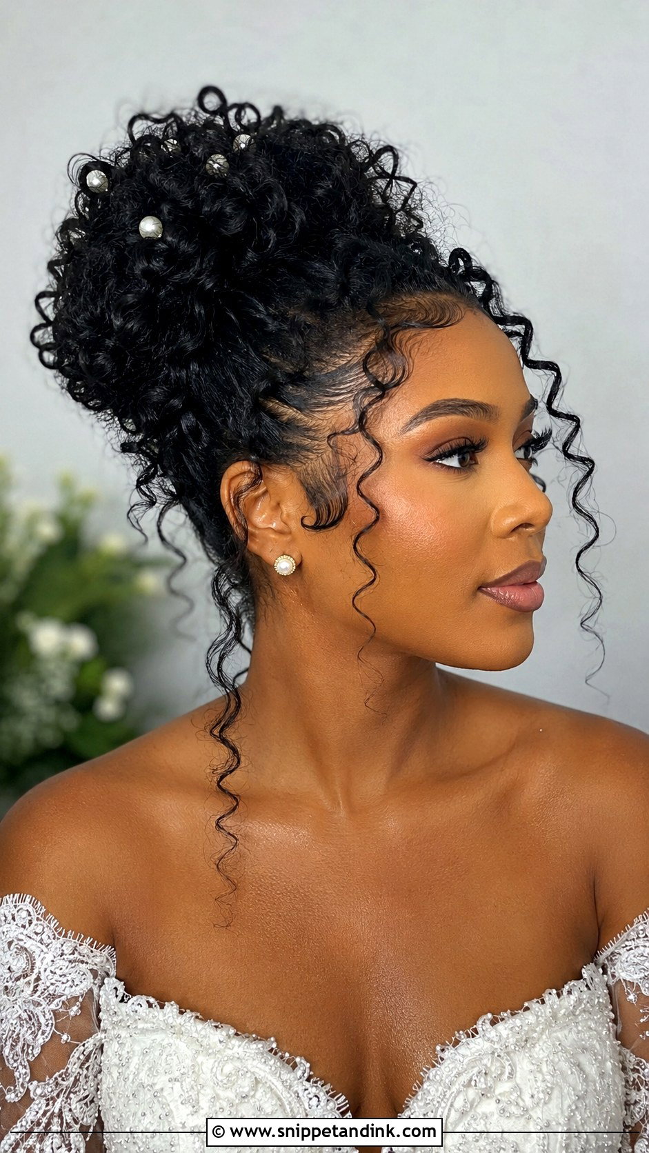 Curly Updo With Baby Hairs - Snippet and Ink - 25 Bridal Hair Styles for Black Women
