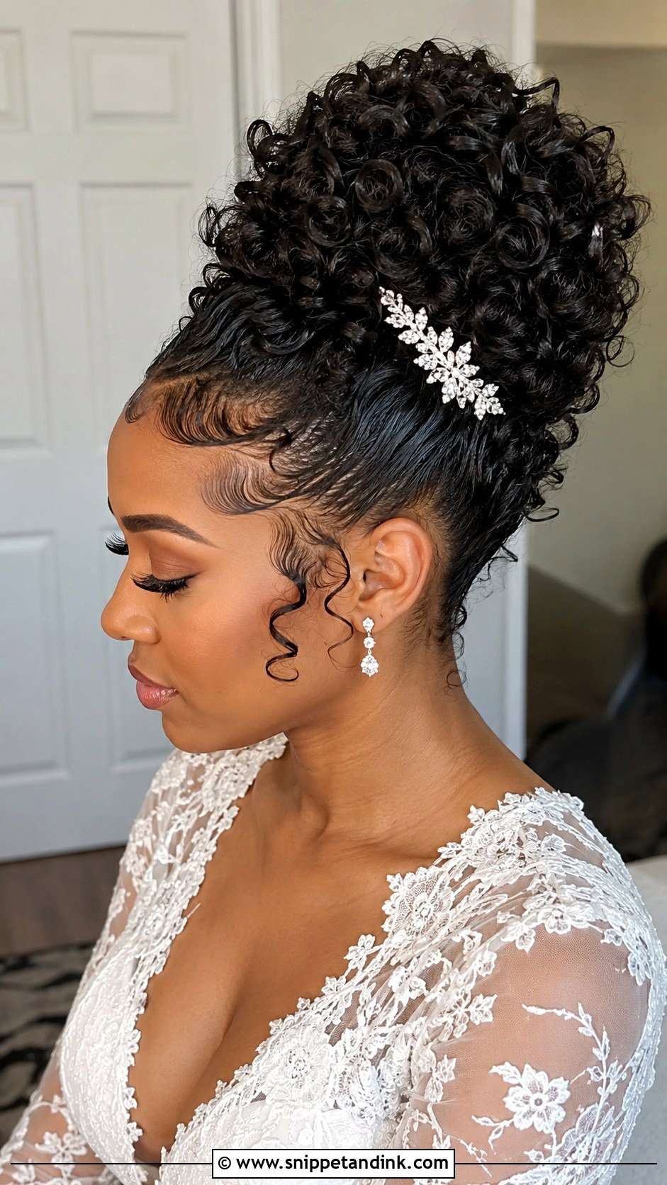 Curly Updo With Baby Hairs - Snippet and Ink - 20 Bridal Natural Hairstyles
