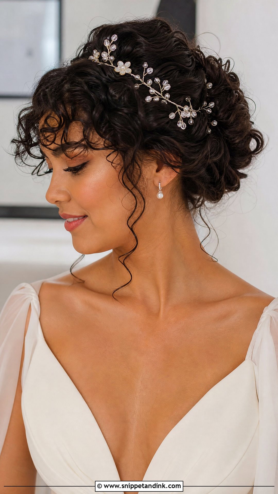 Curly Updo With Bangs For Wedding - Snippet and Ink - 15 Curly Updo for Wedding Ideas