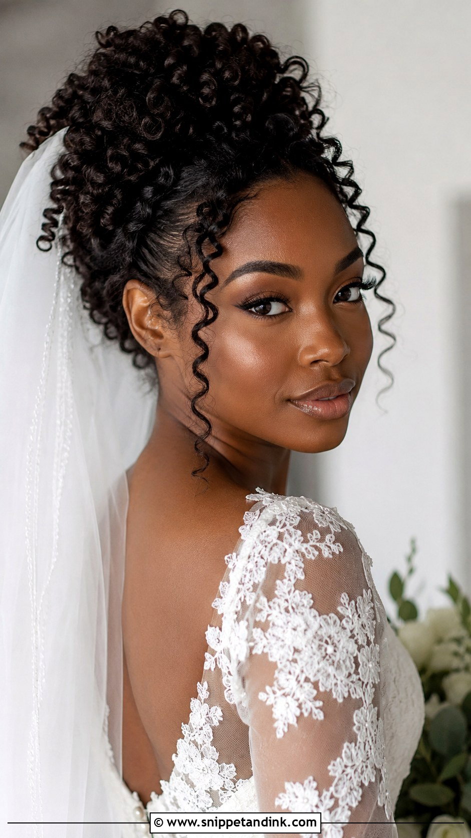 Curly Updo With Cathedral Veil - Snippet and Ink - 25 Cathedral Veil Hairstyle Ideas