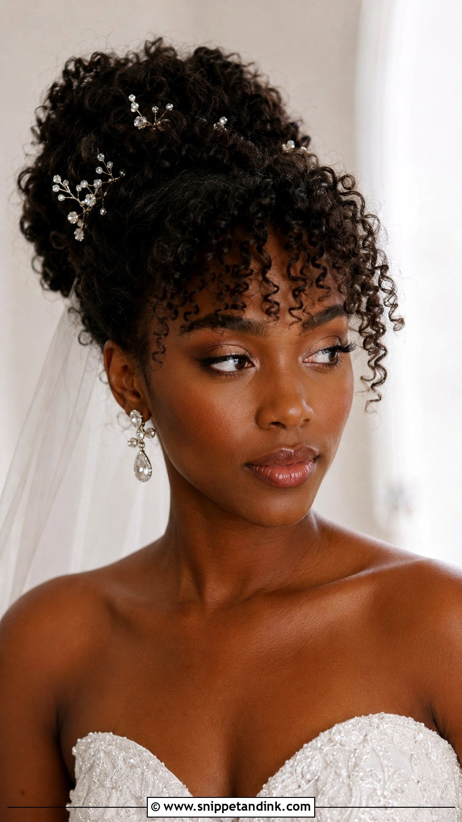 Curly Updo With Curly Bangs - Snippet and Ink - 15 Wedding Hairstyles for Bangs