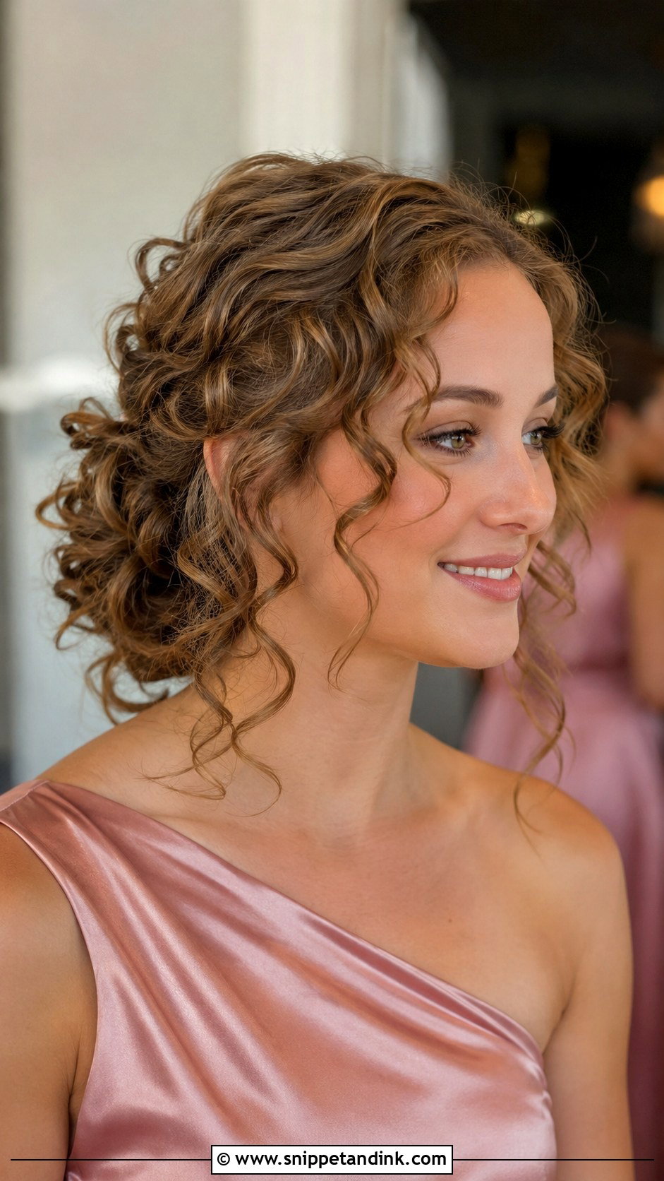 Curly Updo With Face Framing Curls - Snippet and Ink - 25 Curly Hair Bridesmaid Styles