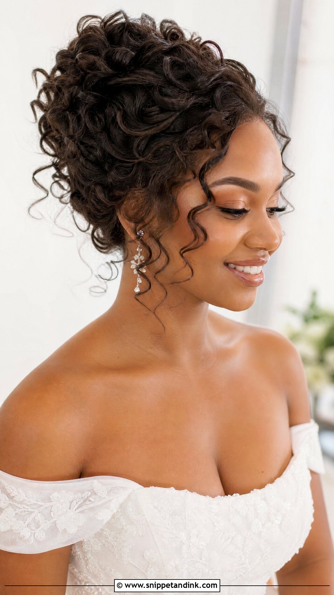 Curly Updo With Face Framing Curls - Snippet and Ink - 15 Formal Curly Natural Curls Wedding Updo Hairstyles