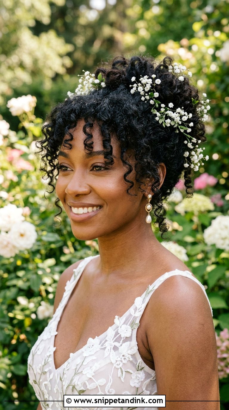 Curly Updo With Face Framing Pieces - Snippet and Ink - 20 Black Wedding Hair Ideas
