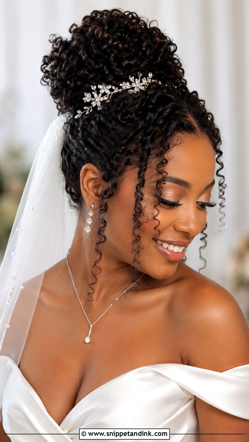 Curly Updo With Face Framing Pieces - Snippet and Ink - 30 Natural Hair Wedding Ideas
