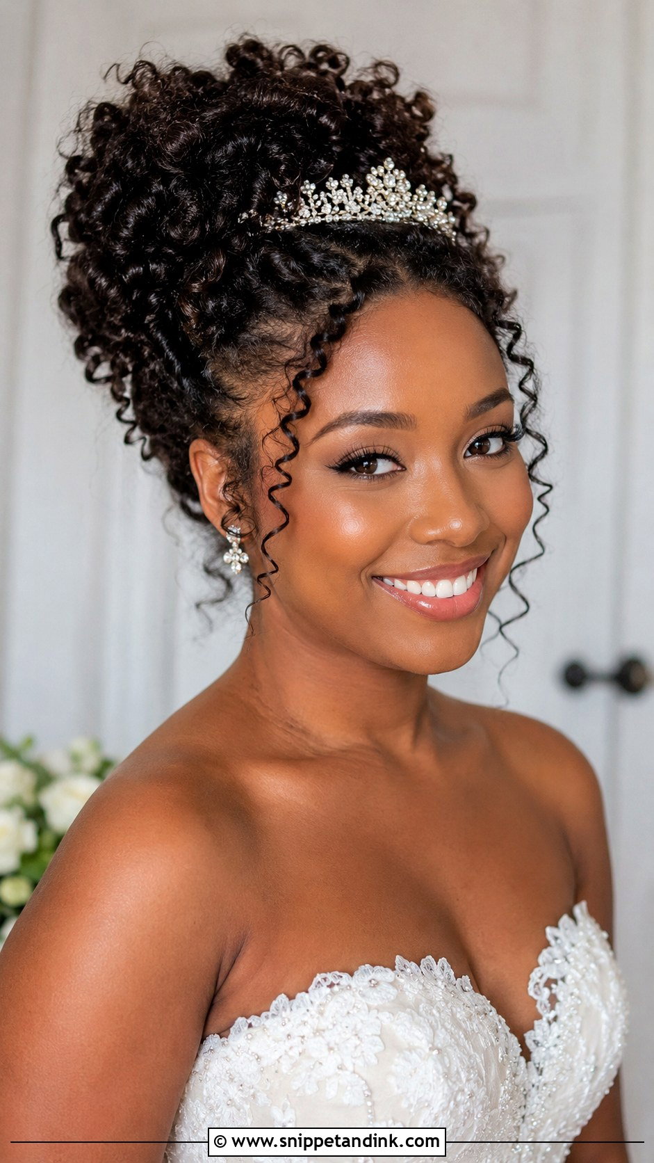 Curly Updo With Face Framing Tendrils - Snippet and Ink - 20 Natural Hair Styles for Wedding