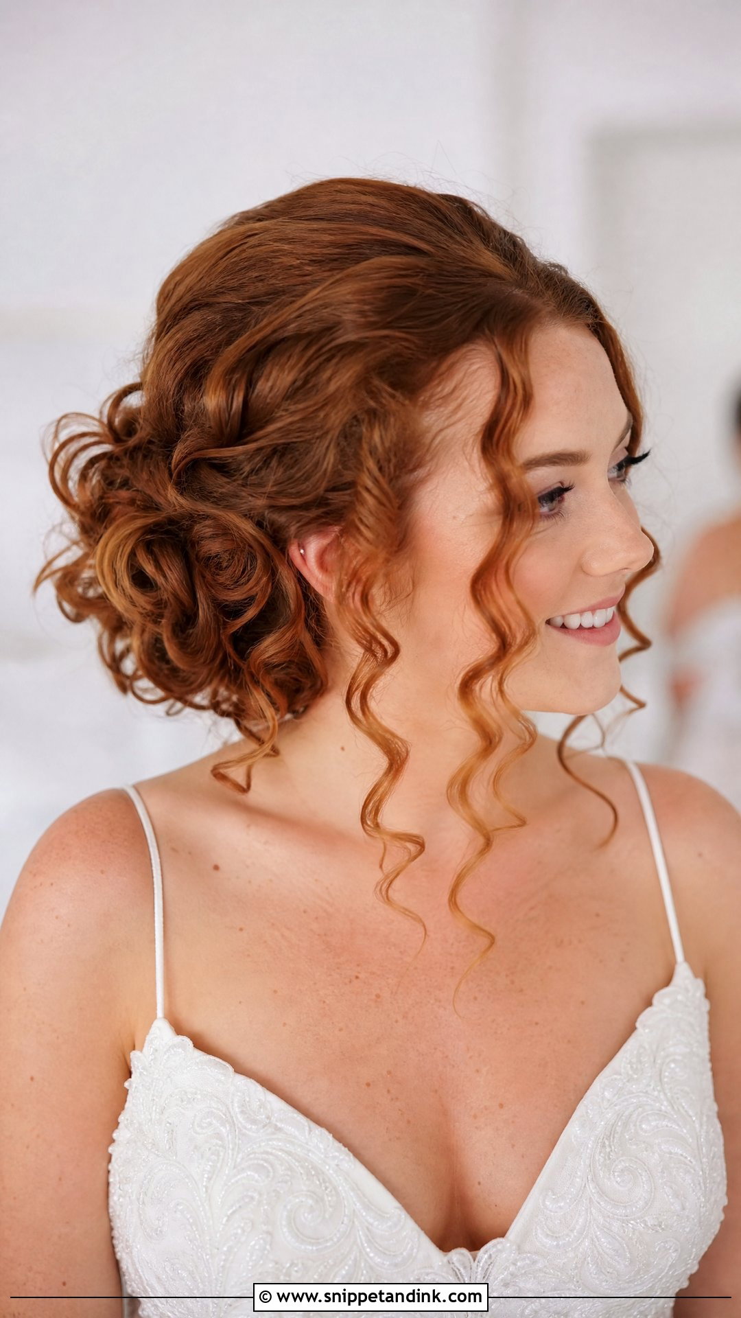 Curly Updo With Face Framing Tendrils - Snippet and Ink - 30 Wedding Hairstyles for Curly Hair