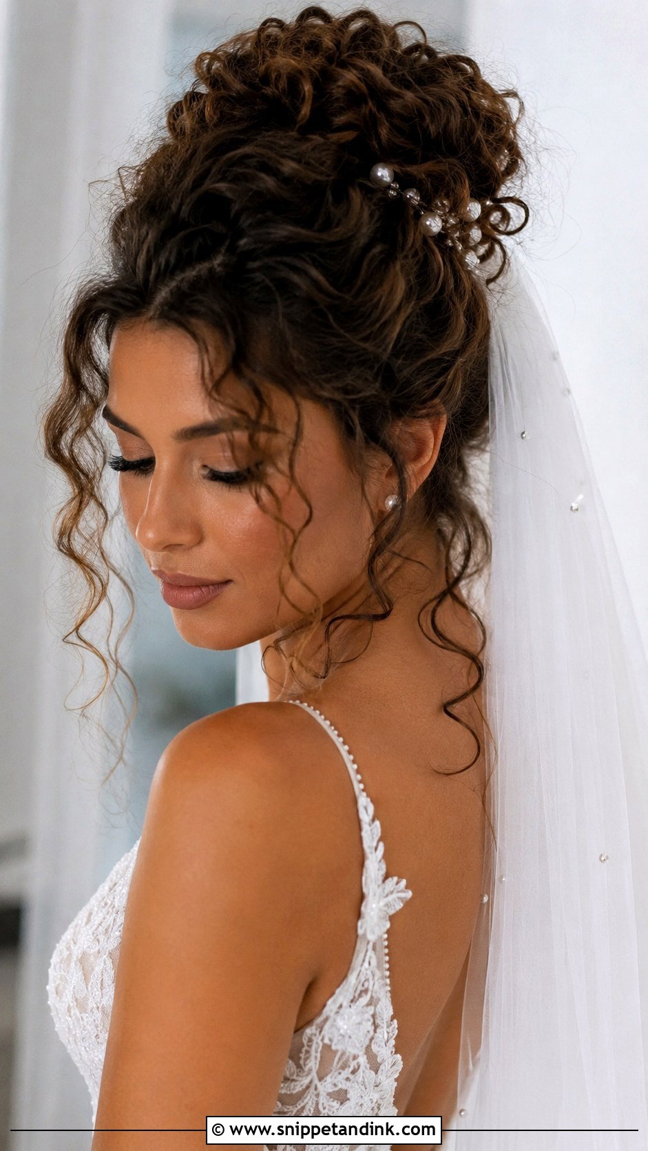 Curly Updo With Face Framing Tendrils - Snippet and Ink - 20 Naturally Curly Hairstyles for Wedding