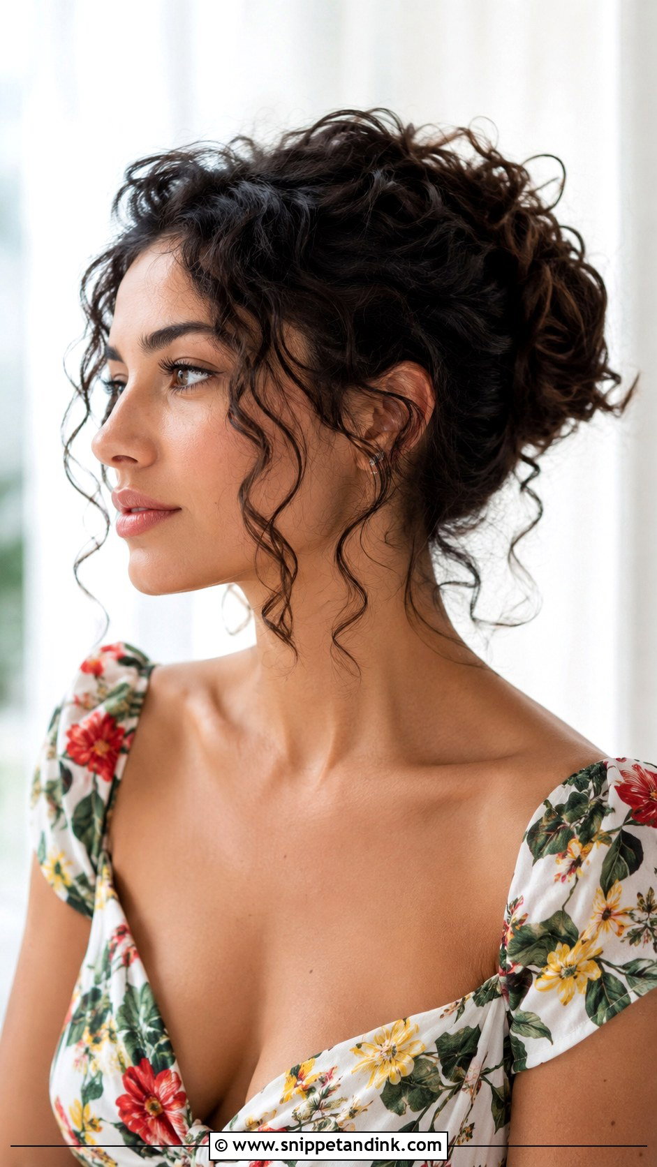 Curly Updo With Face Framing Tendrils - Snippet and Ink - 25 Curly Hairstyles for Wedding Guest