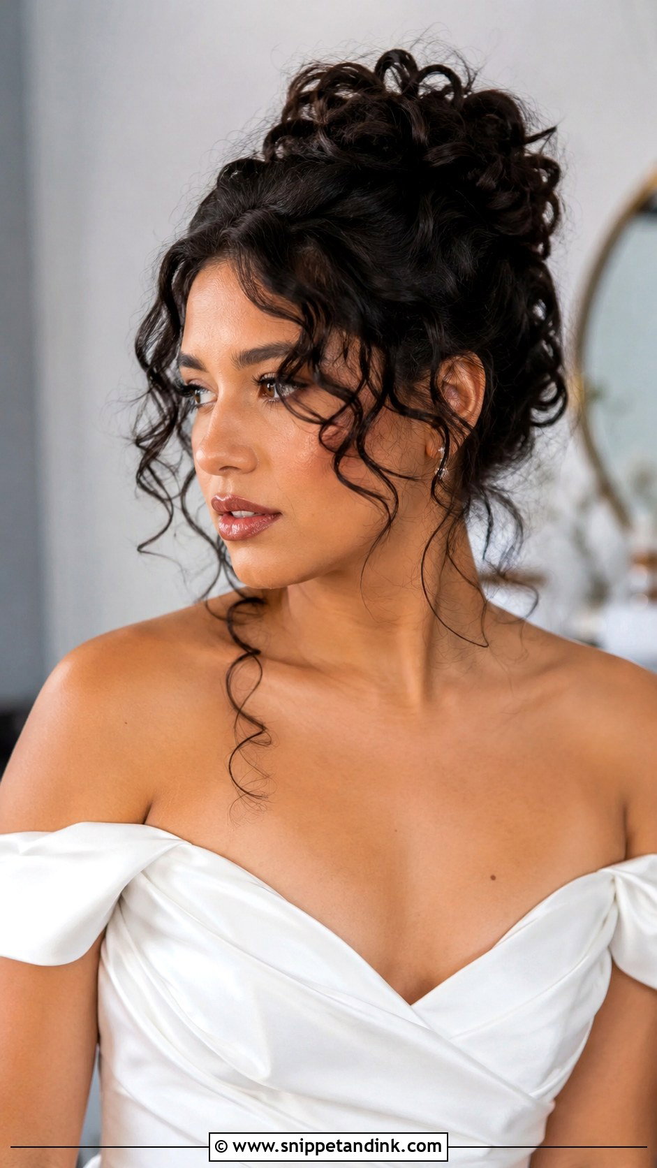 Curly Updo With Face Framing Tendrils - Snippet and Ink - 20 Long Curls Wedding Hair