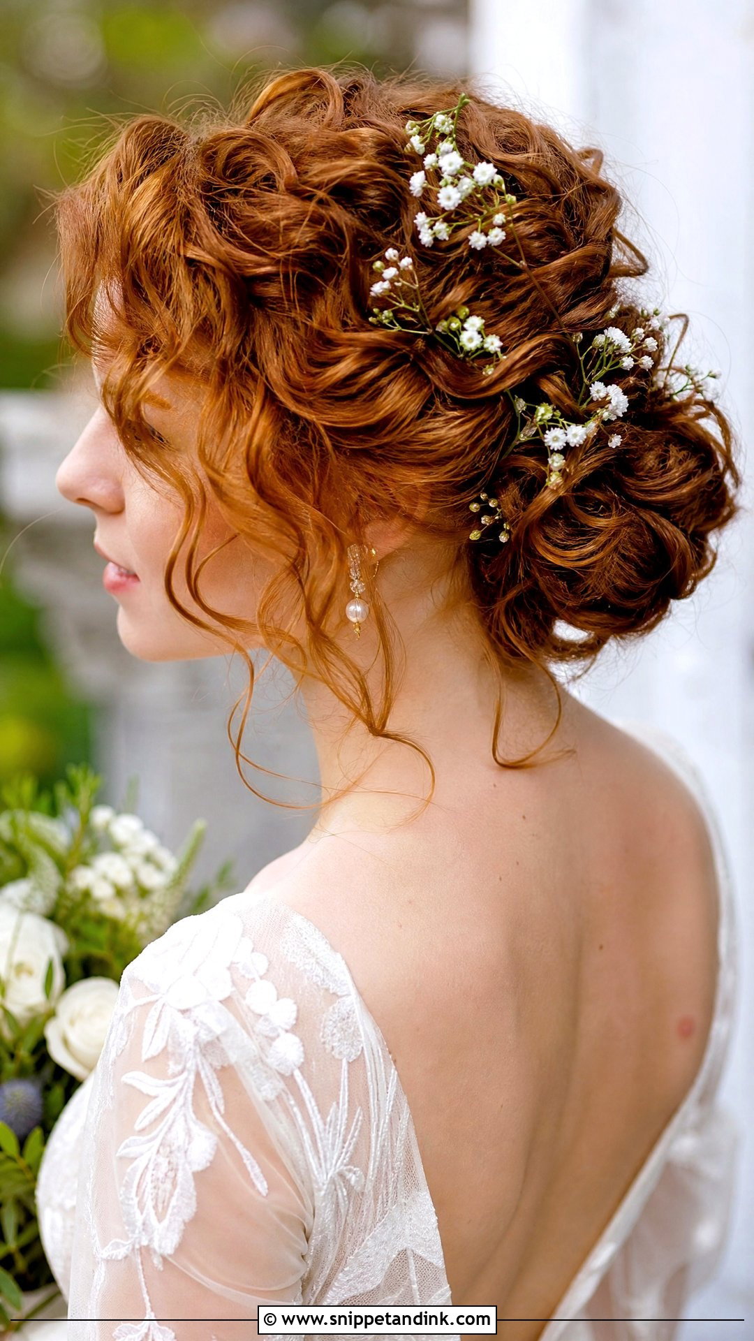 Curly Updo With Flowers For Wedding - Snippet and Ink - 15 Curly Updo for Wedding Ideas