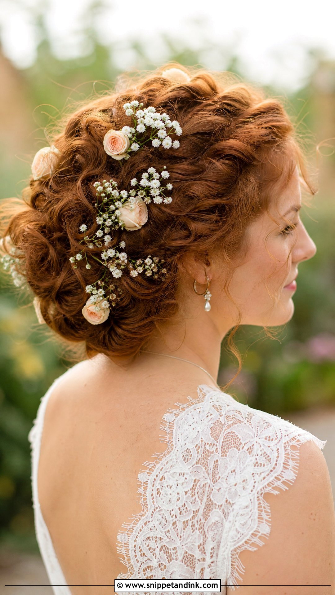 Curly Updo With Flowers Wedding Hairstyle - Snippet and Ink - 20 Natural Curls Wedding Curly Hairstyles
