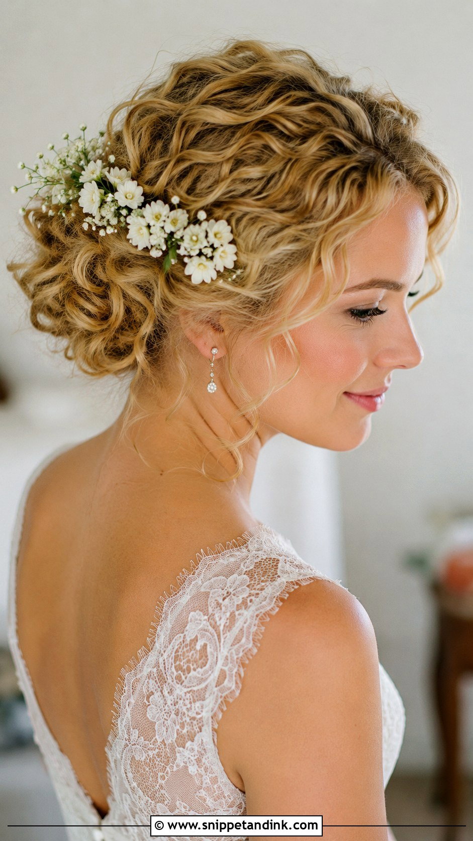 Curly Updo With Flowers - Snippet and Ink - 15 Wedding Updos for Curly Hair