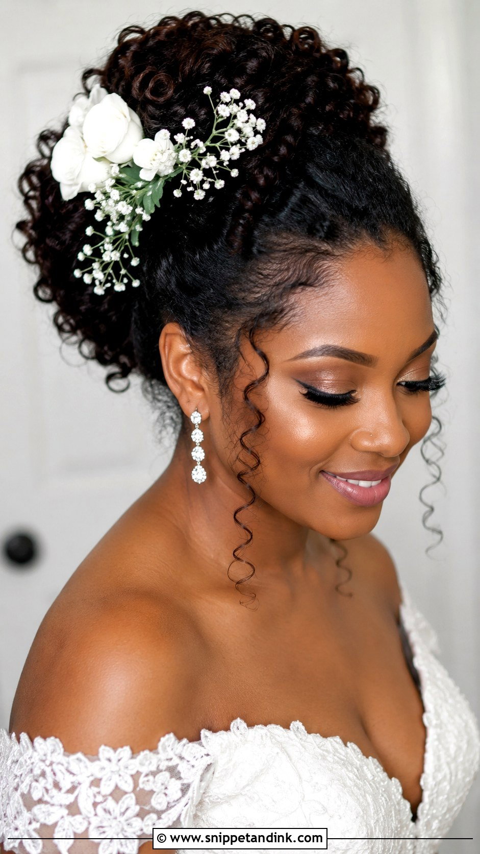 Curly Updo With Gardenias - Snippet and Ink - 20 Bride Hairstyles with Flowers