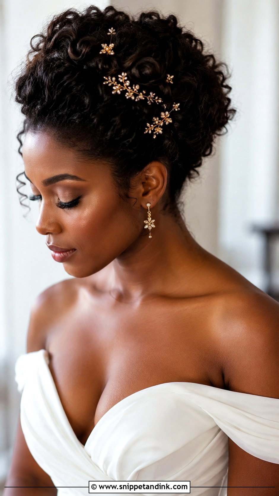 Curly Updo With Gold Hair Pins - Snippet and Ink - 15 Wedding Hairstyles Accessories