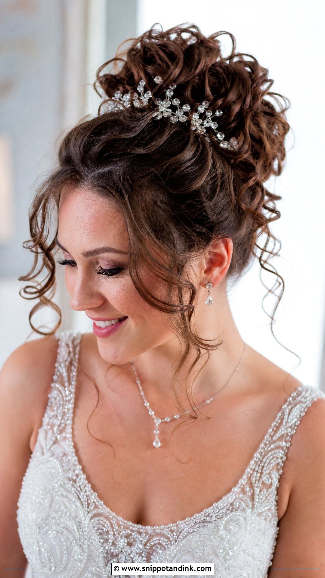 Curly Updo With Hair Accessories - Snippet and Ink - 20 Naturally Curly Wedding Hair Ideas