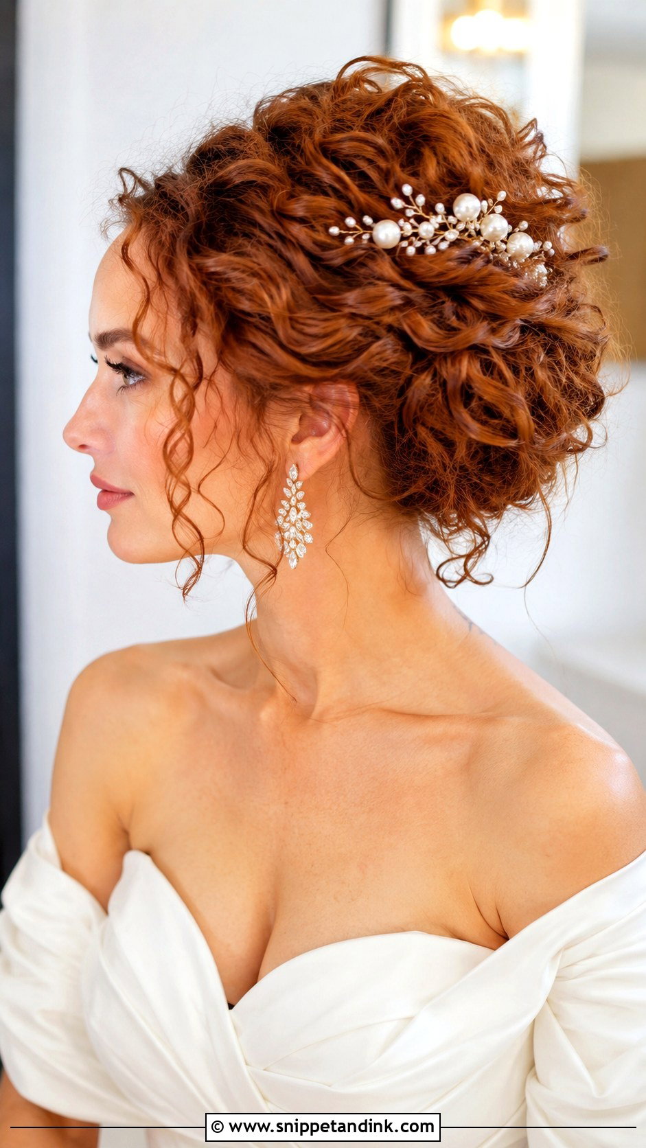 Curly Updo With Hair Accessories - Snippet and Ink - 20 Short Curly Hair Wedding Ideas