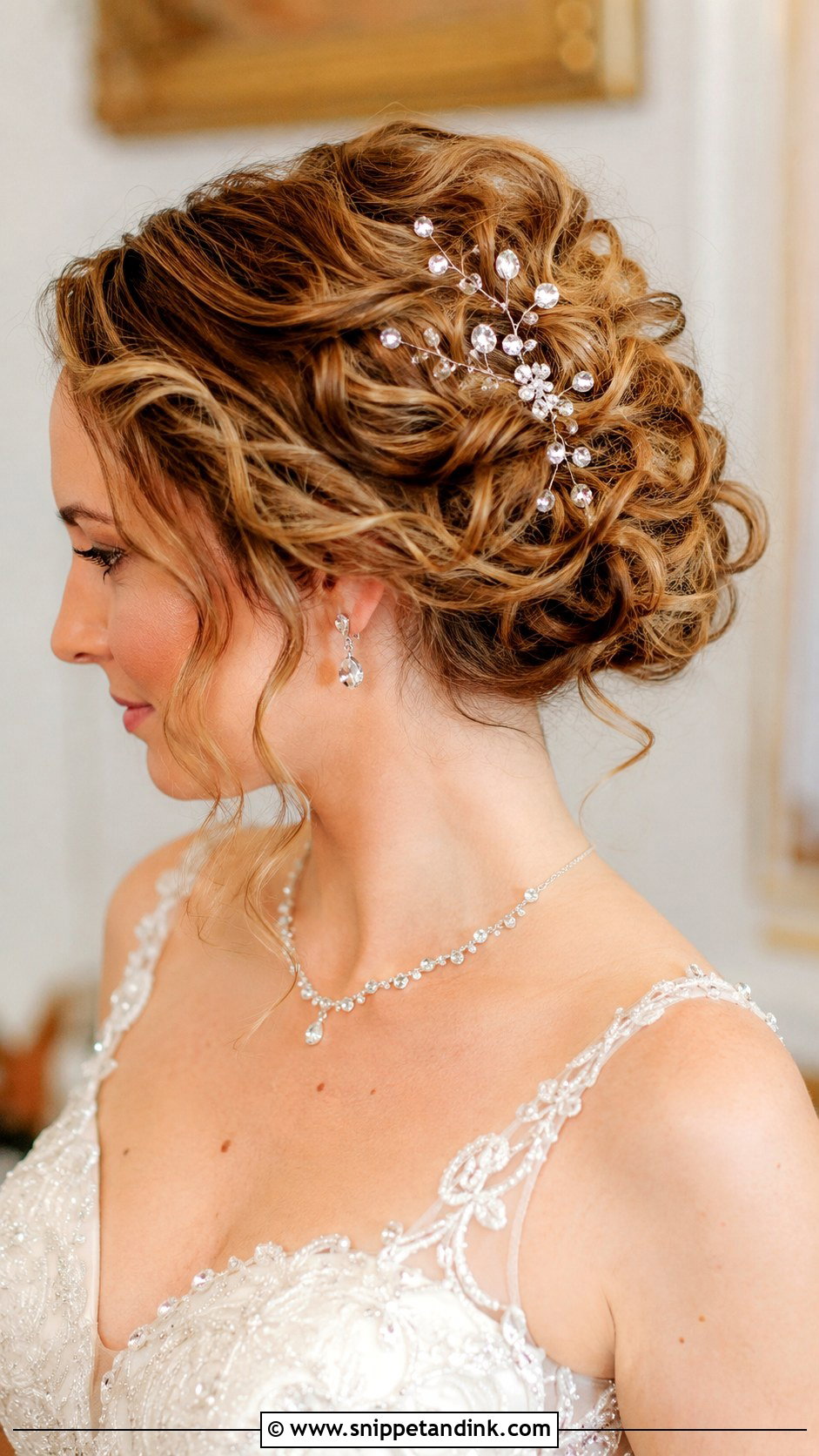 Curly Updo With Hair Accessories - Snippet and Ink - 25 Natural Curls Wedding Hair