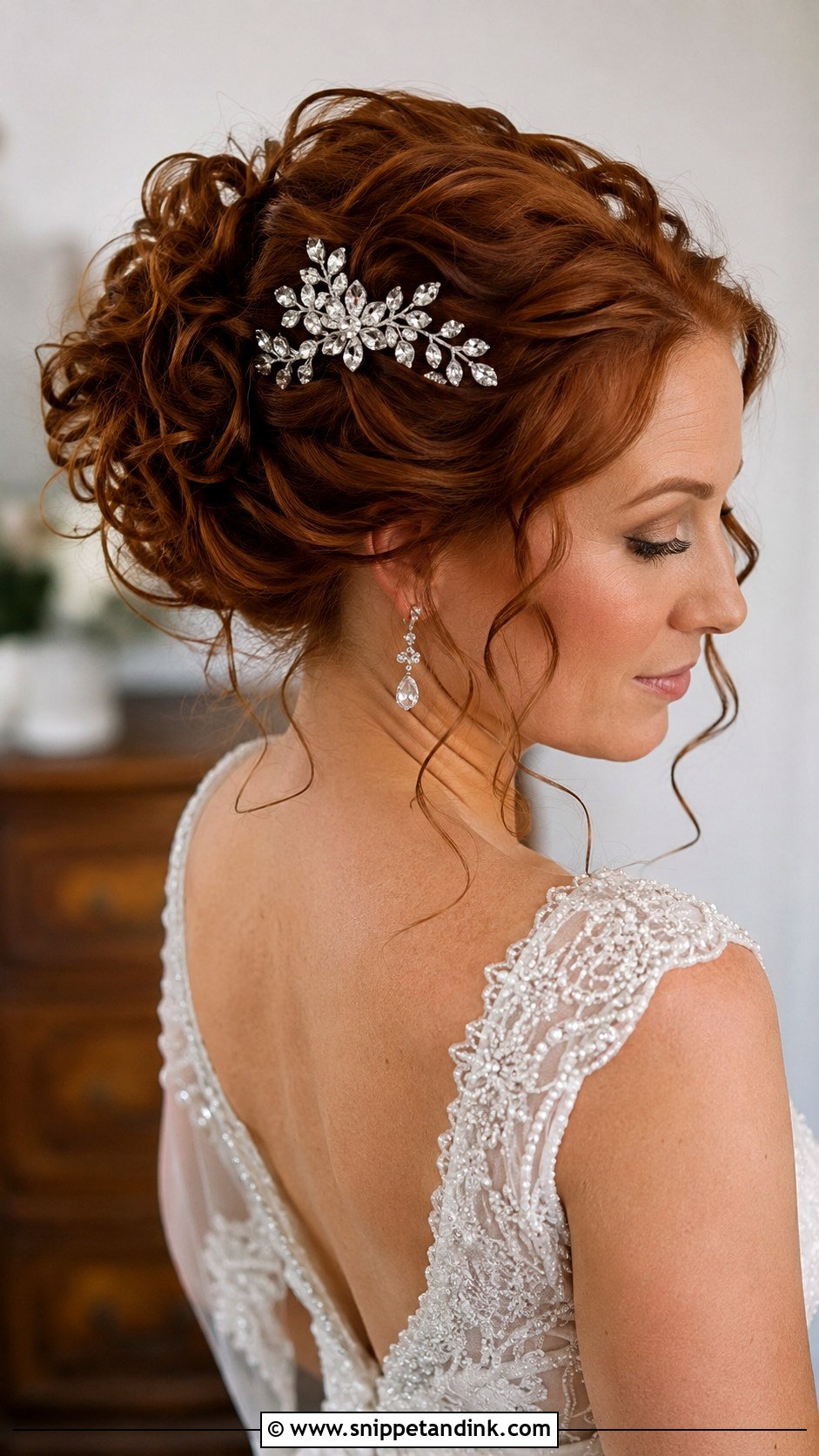 Curly Updo With Hair Accessories - Snippet and Ink - 20 Curly Hairstyles for Medium Hair Wedding