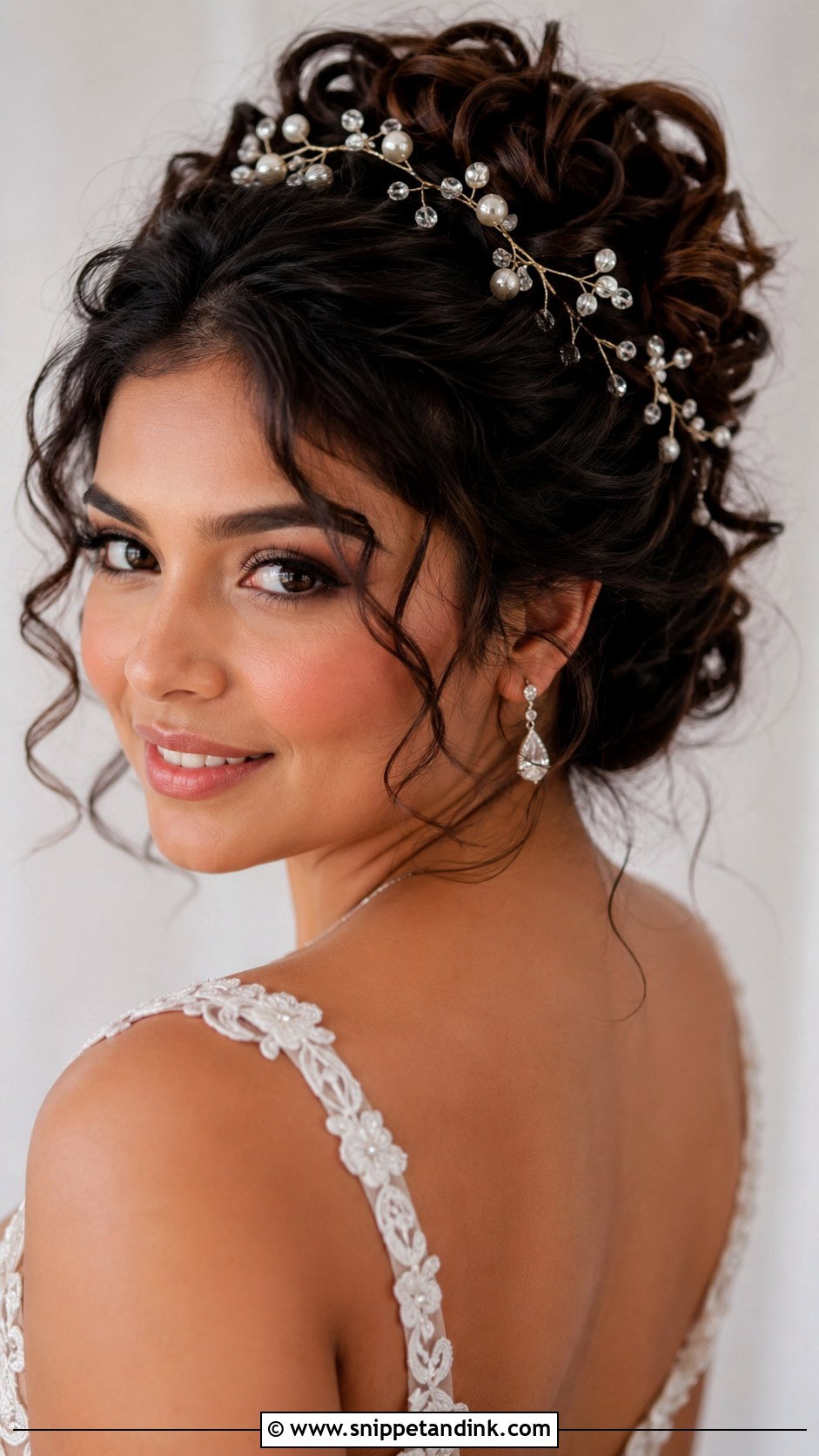 Curly Updo With Hair Vine - Snippet and Ink - 25 Curly Bridal Hairstyles