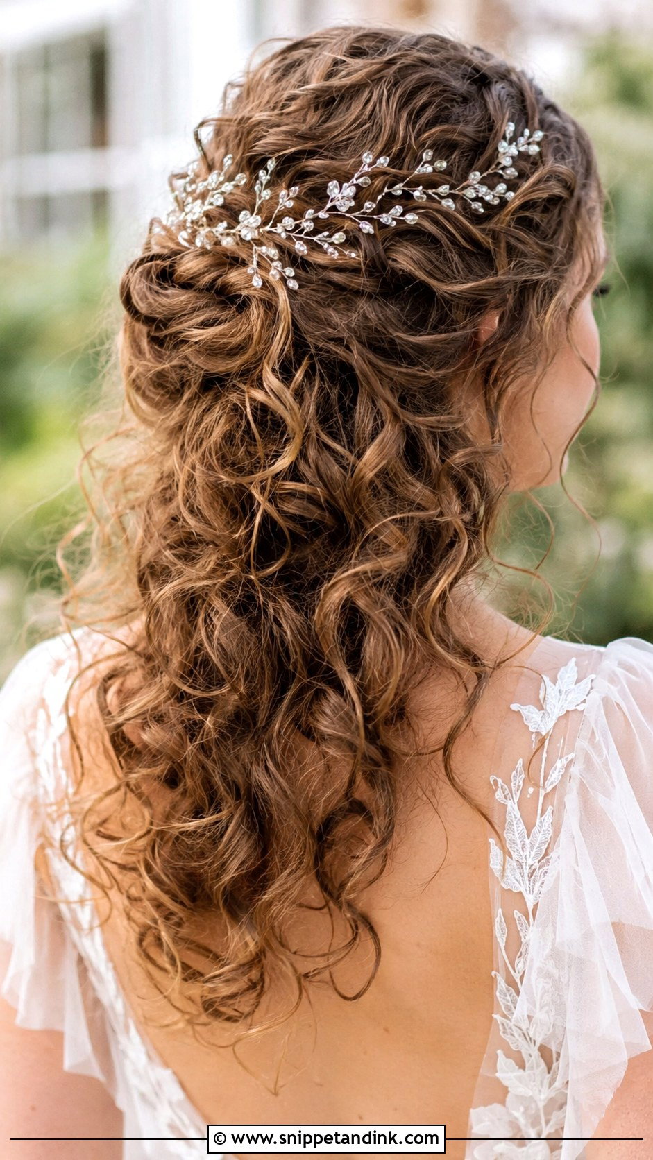 Curly Updo With Hair Vine - Snippet and Ink - 30 Curly Hair Updo Wedding Ideas