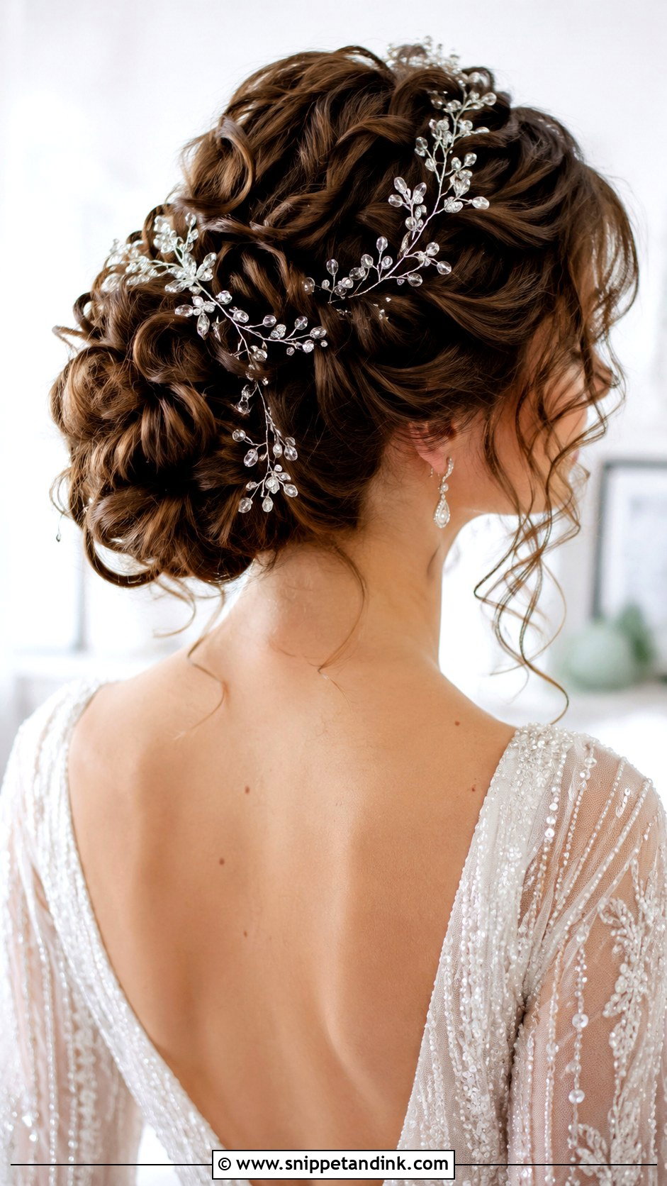 Curly Updo With Hair Vine - Snippet and Ink - 30 Naturally Curly Bridal Hair Ideas