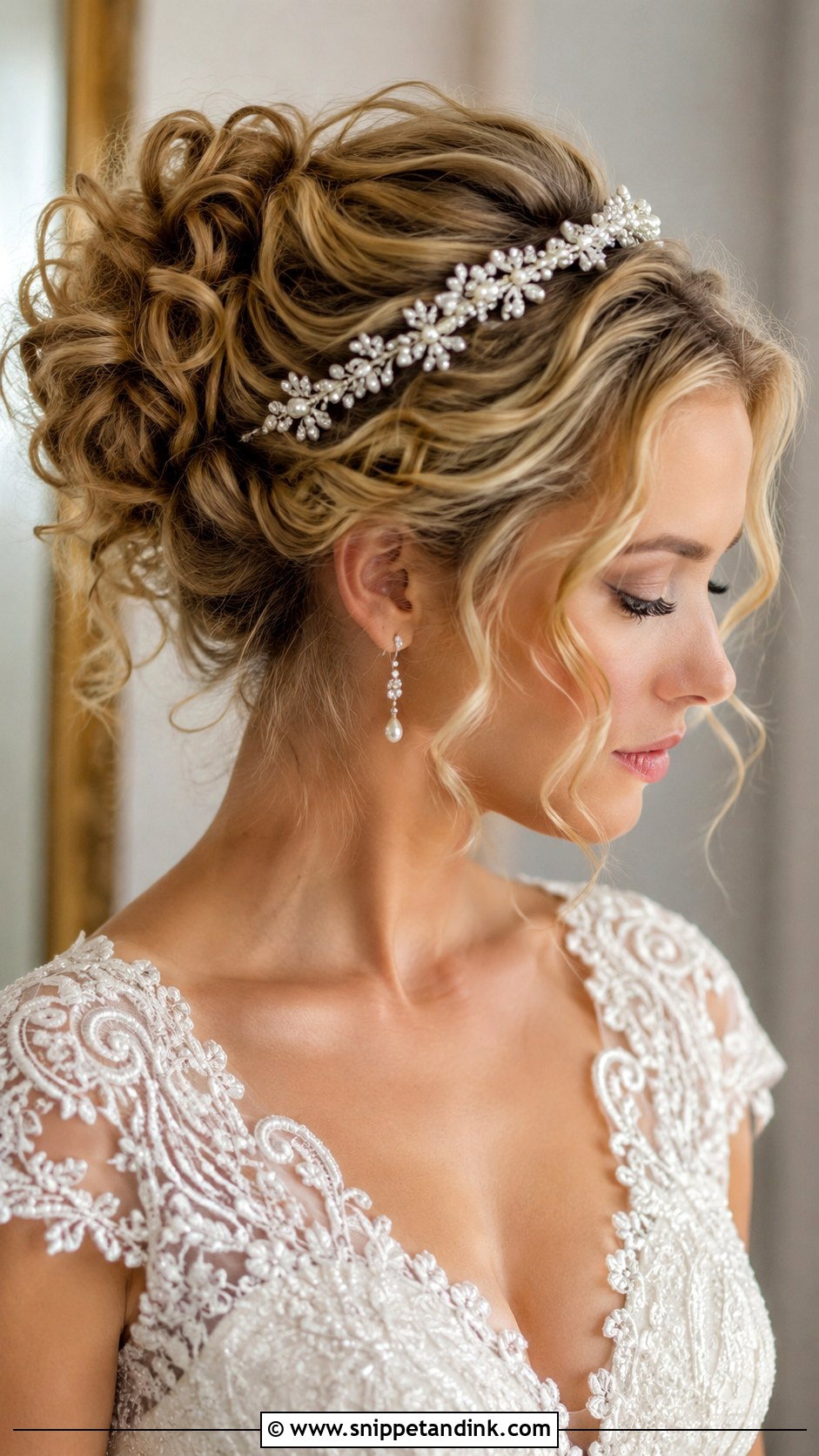 Curly Updo With Headband - Snippet and Ink - 30 Curly Hair Updo Wedding Ideas