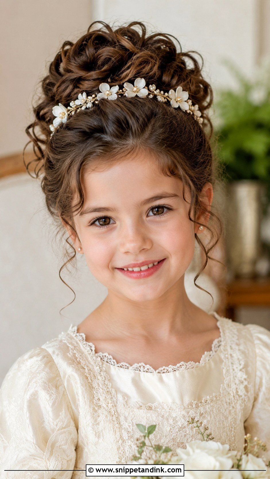 Curly Updo With Headband - Snippet and Ink - 30 Kids Hairstyles for Wedding