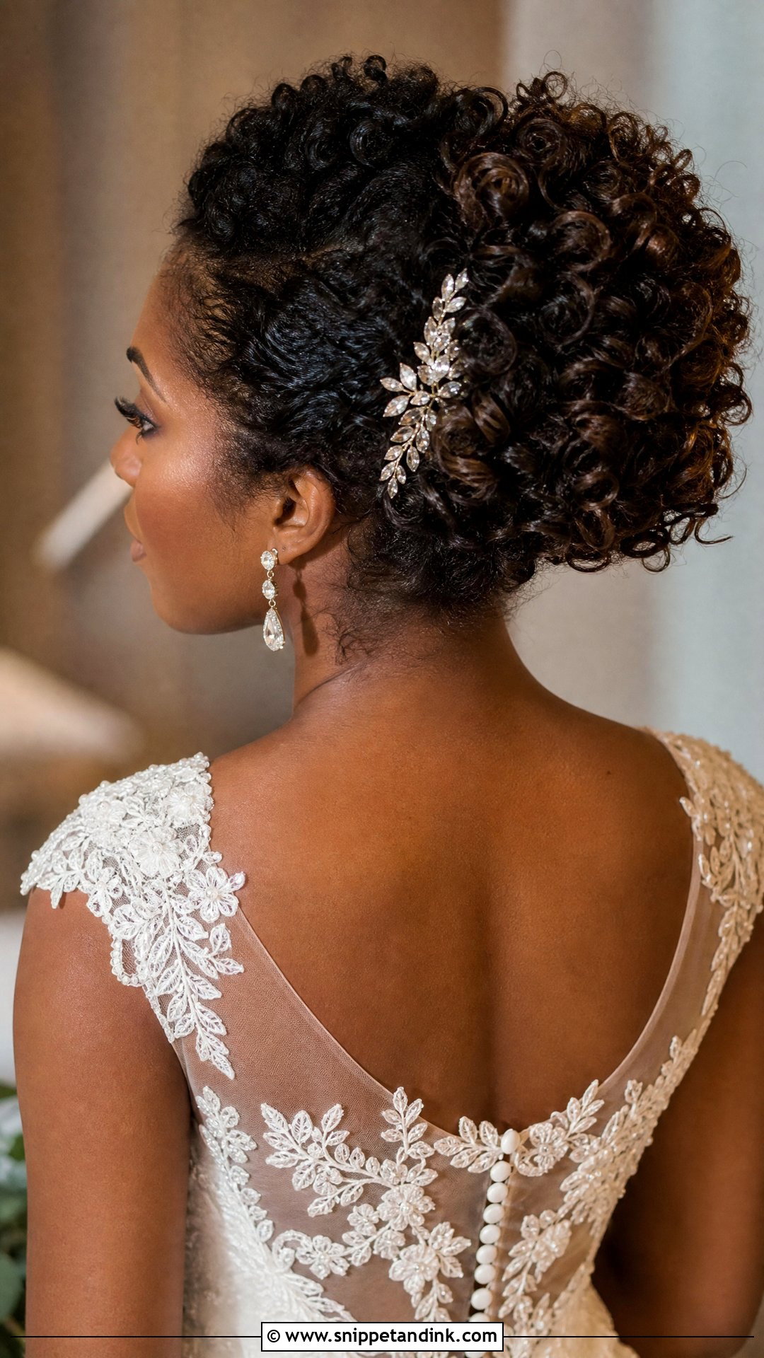 Curly Updo With Jeweled Comb - Snippet and Ink - 20 Bridal Updo with Headpiece Ideas