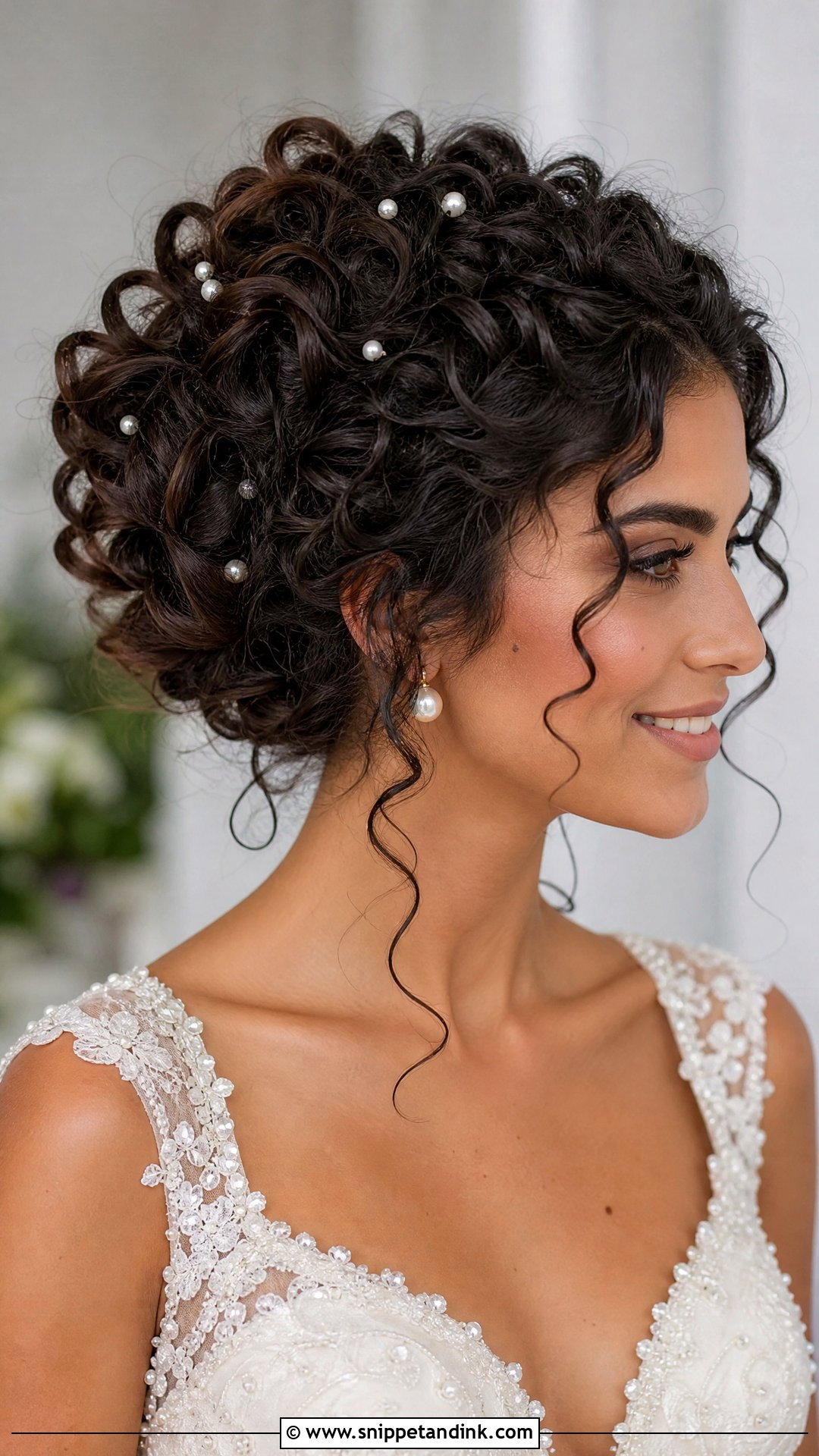 Curly Updo With Loose Tendrils - Snippet and Ink - 20 Curly Hairstyles for Weddings
