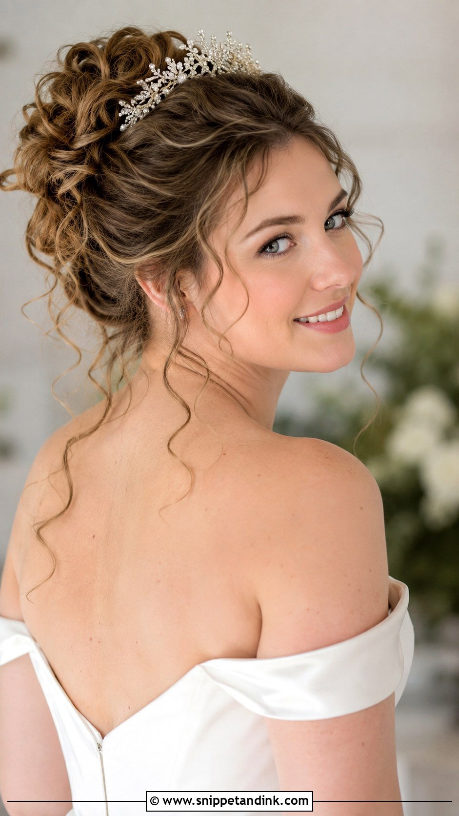 Curly Updo With Loose Tendrils - Snippet and Ink - 30 Curly Hair Wedding Styles