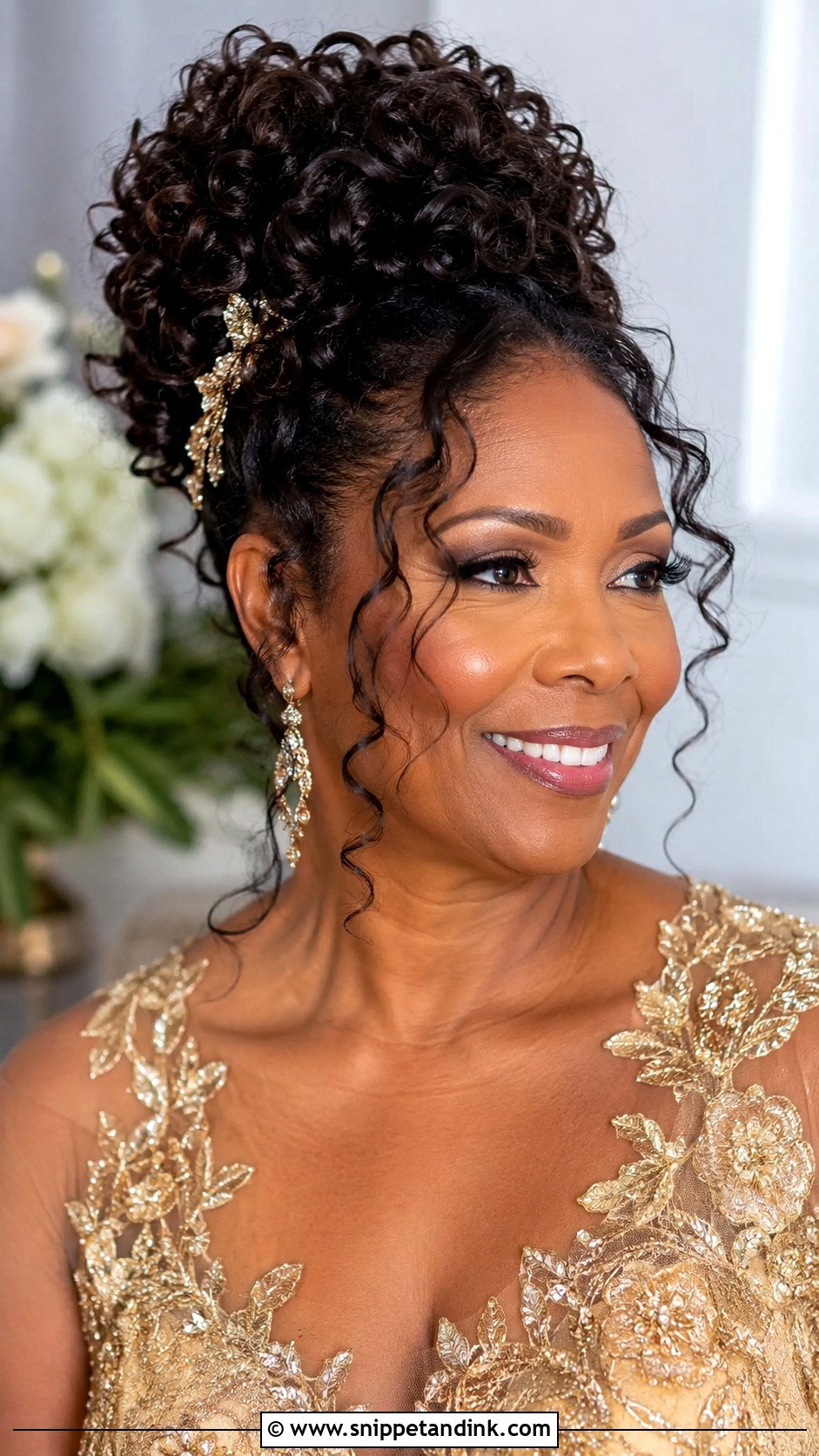 Curly Updo With Loose Tendrils - Snippet and Ink - 20 Mother of the Bride Wedding Hairstyles