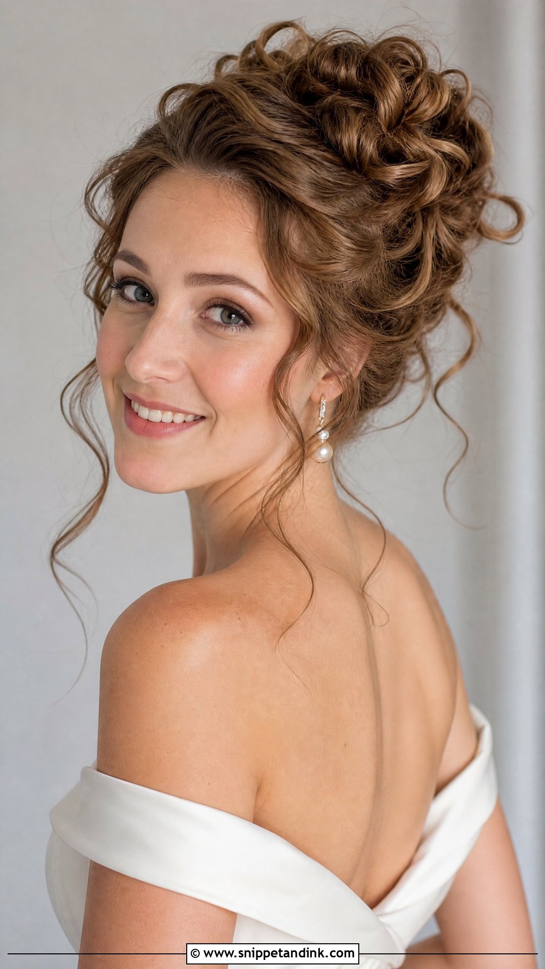 Curly Updo With Loose Tendrils - Snippet and Ink - 20 Curl Hairstyles for Wedding