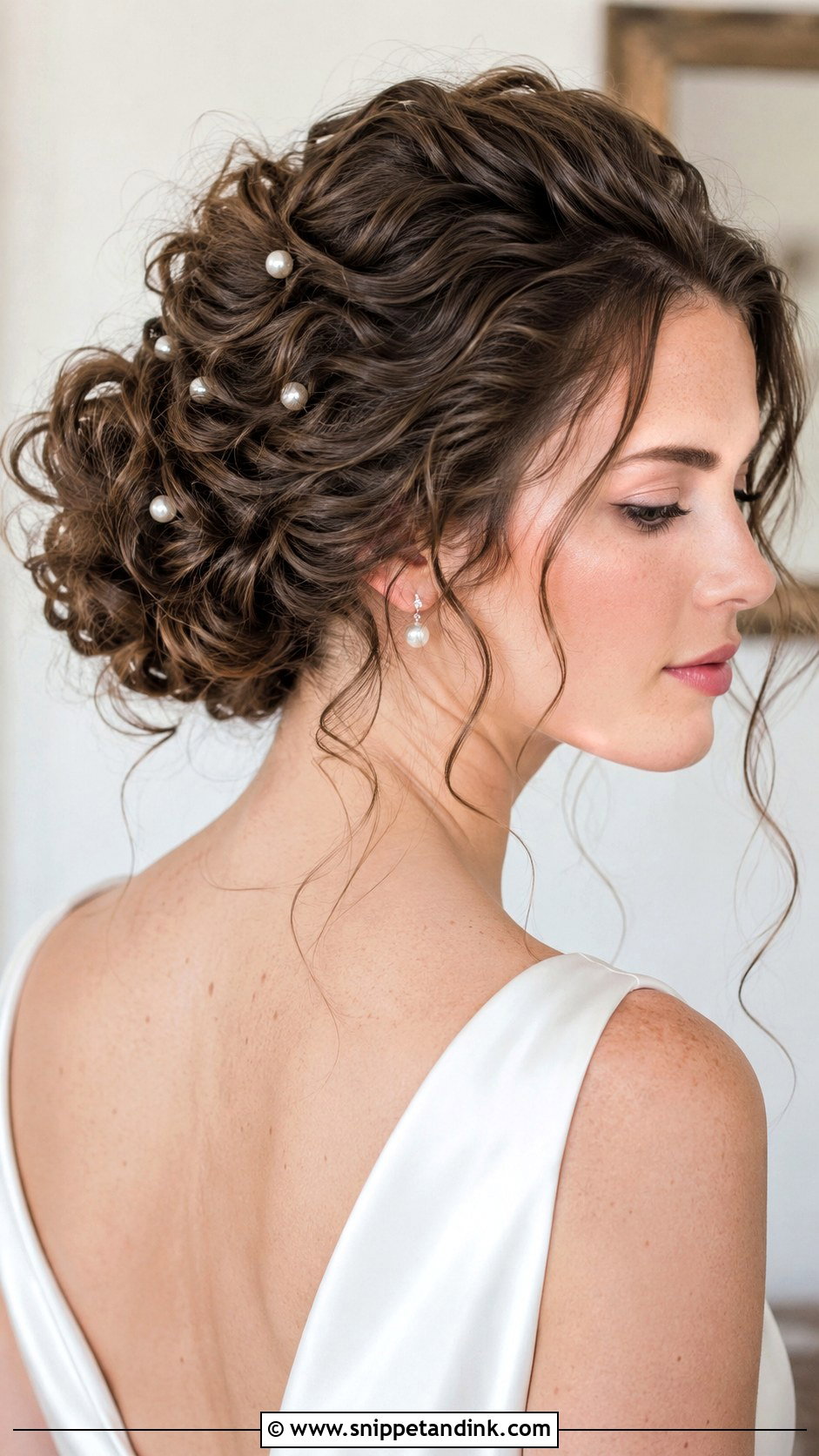 Curly Updo With Pearl Pins - Snippet and Ink - 15 Wedding Updos for Curly Hair