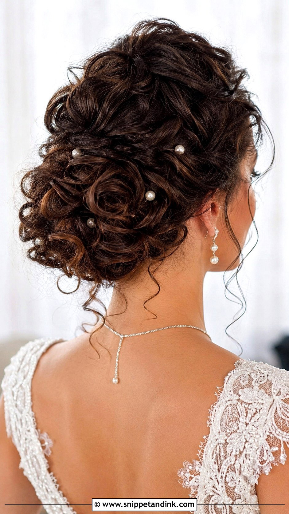 Curly Updo With Pearl Pins - Snippet and Ink - 20 Curled Hair for Wedding Ideas