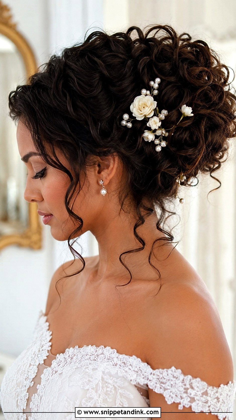 Curly Updo With Pinned Curls - Snippet and Ink - 20 Classy Elegant Updo Wedding Hairstyles