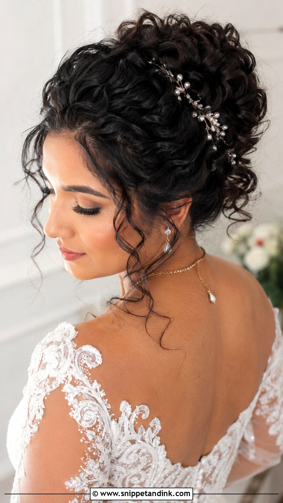 Curly Updo With Pinned Volume - Snippet and Ink - 20 Wedding Hairstyles Dark Hair