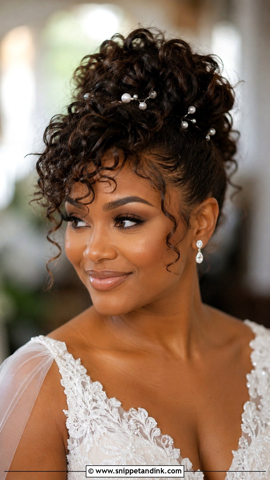 Curly Updo With Side Bangs - Snippet and Ink - 30 Wedding Hairstyles Black Women