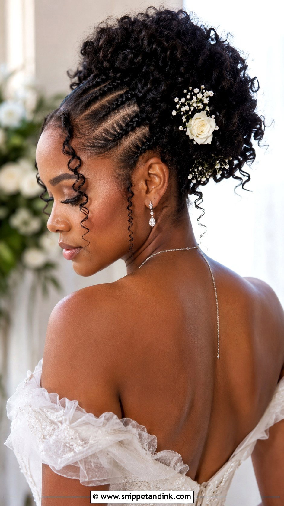 Curly Updo With Side Braids - Snippet and Ink - 20 African Bride Hairstyles