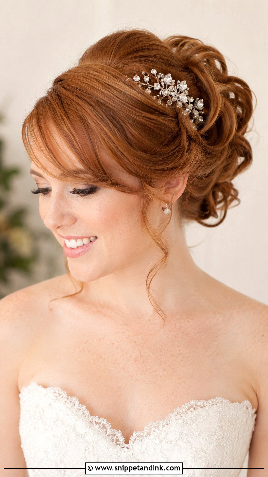 Curly Updo With Side Swept Bangs - Snippet and Ink - 30 Curls Hairstyles for Wedding