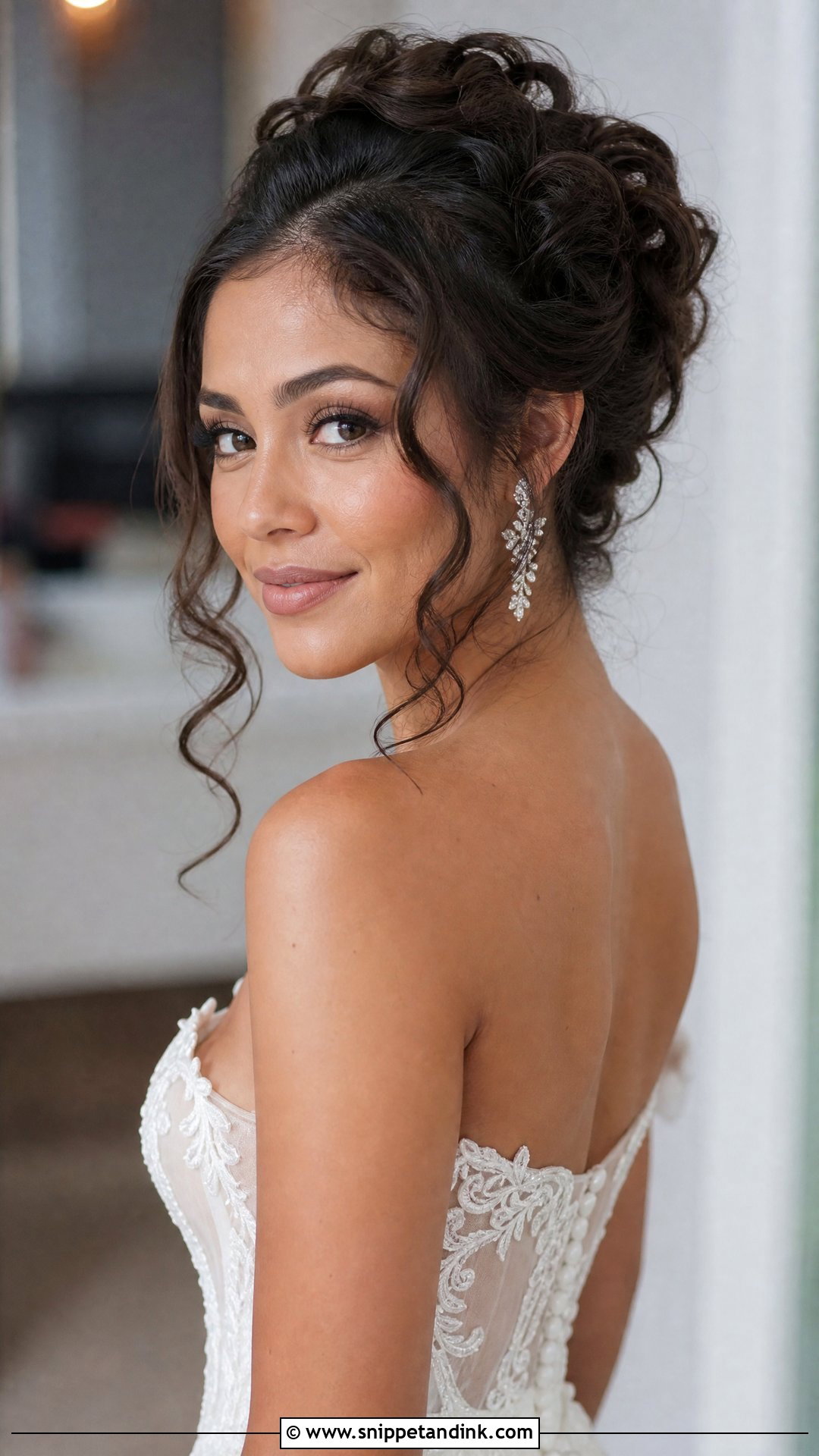 Curly Updo With Tendrils - Snippet and Ink - 20 Natural Curly Wedding Hair Ideas