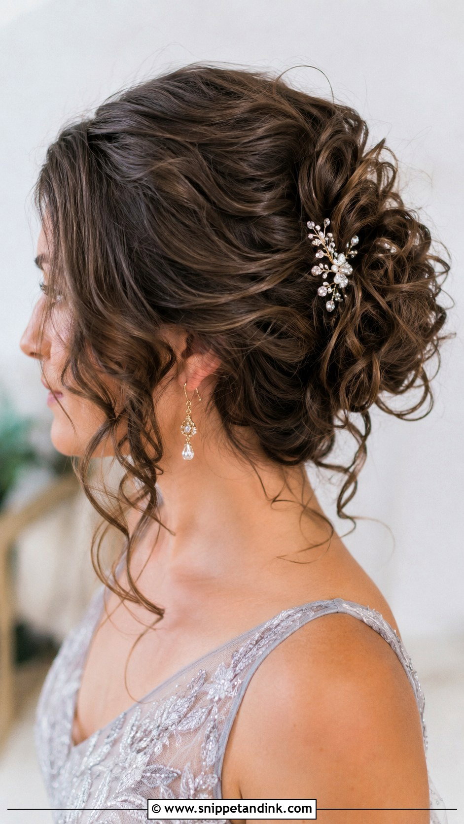 Curly Updo With Tendrils Wedding Guest Hairstyle - Snippet and Ink - 25 Curly Hairstyles Wedding Guest