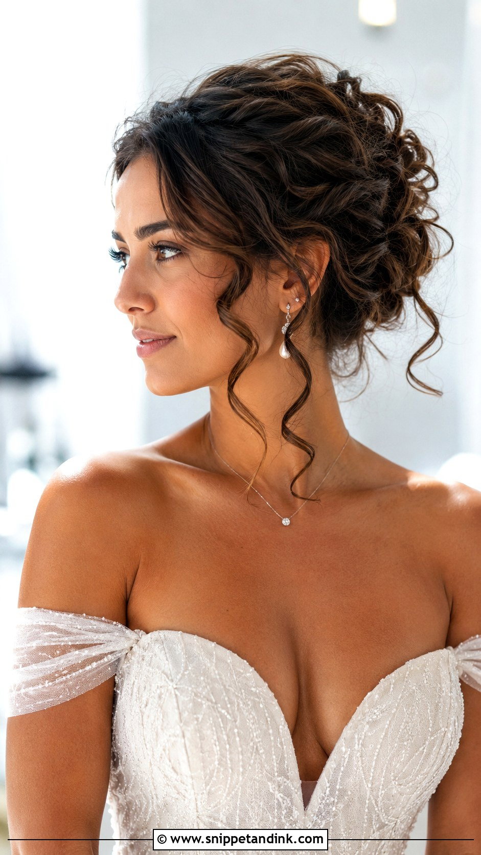 Curly Updo With Tendrils for Brides - Snippet and Ink - 25 Curly Hairstyle for Wedding Ideas
