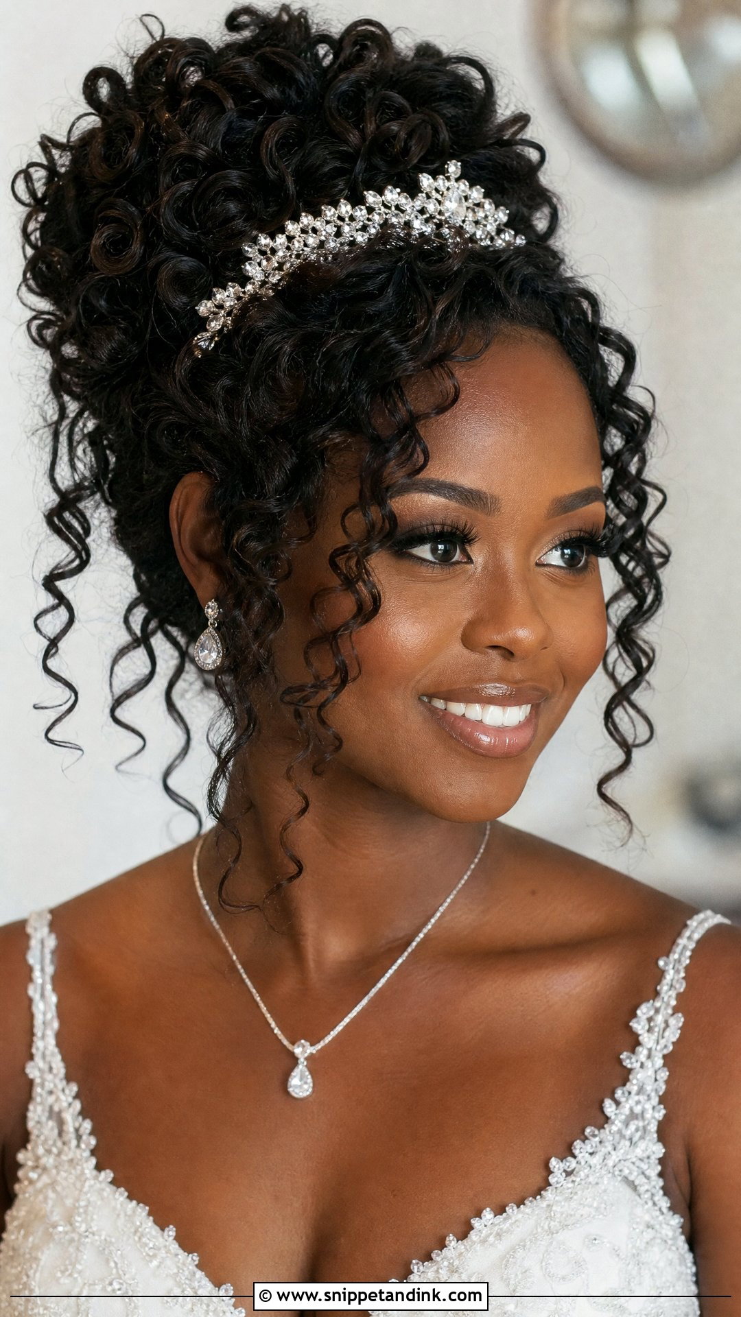 Curly Updo With Tiara - Snippet and Ink - 25 Bridal Hairstyles with Crown