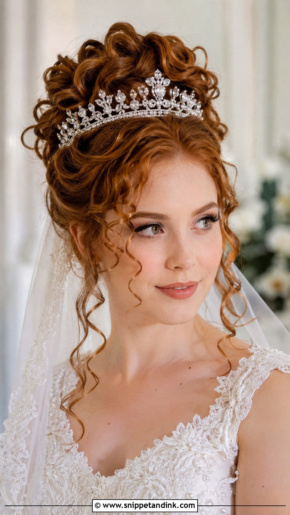 Curly Updo With Tiara - Snippet and Ink - 30 Wedding Hairstyles for Curly Hair