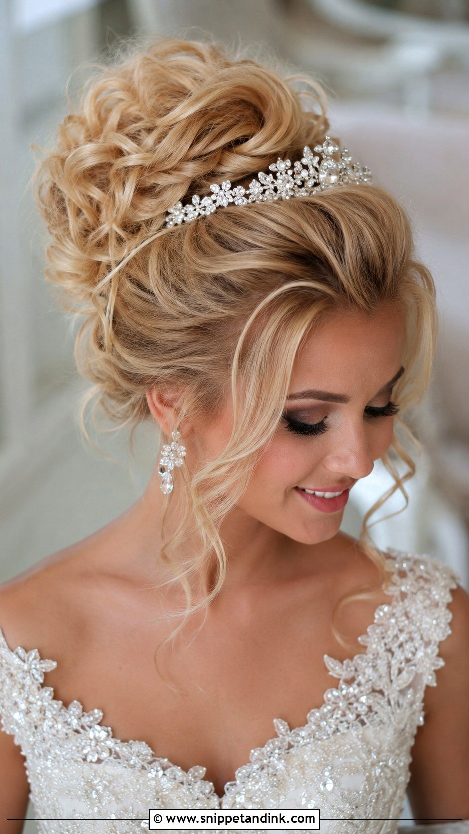 Curly Updo With Tiara - Snippet and Ink - 25 Curly Hair for Wedding Ideas