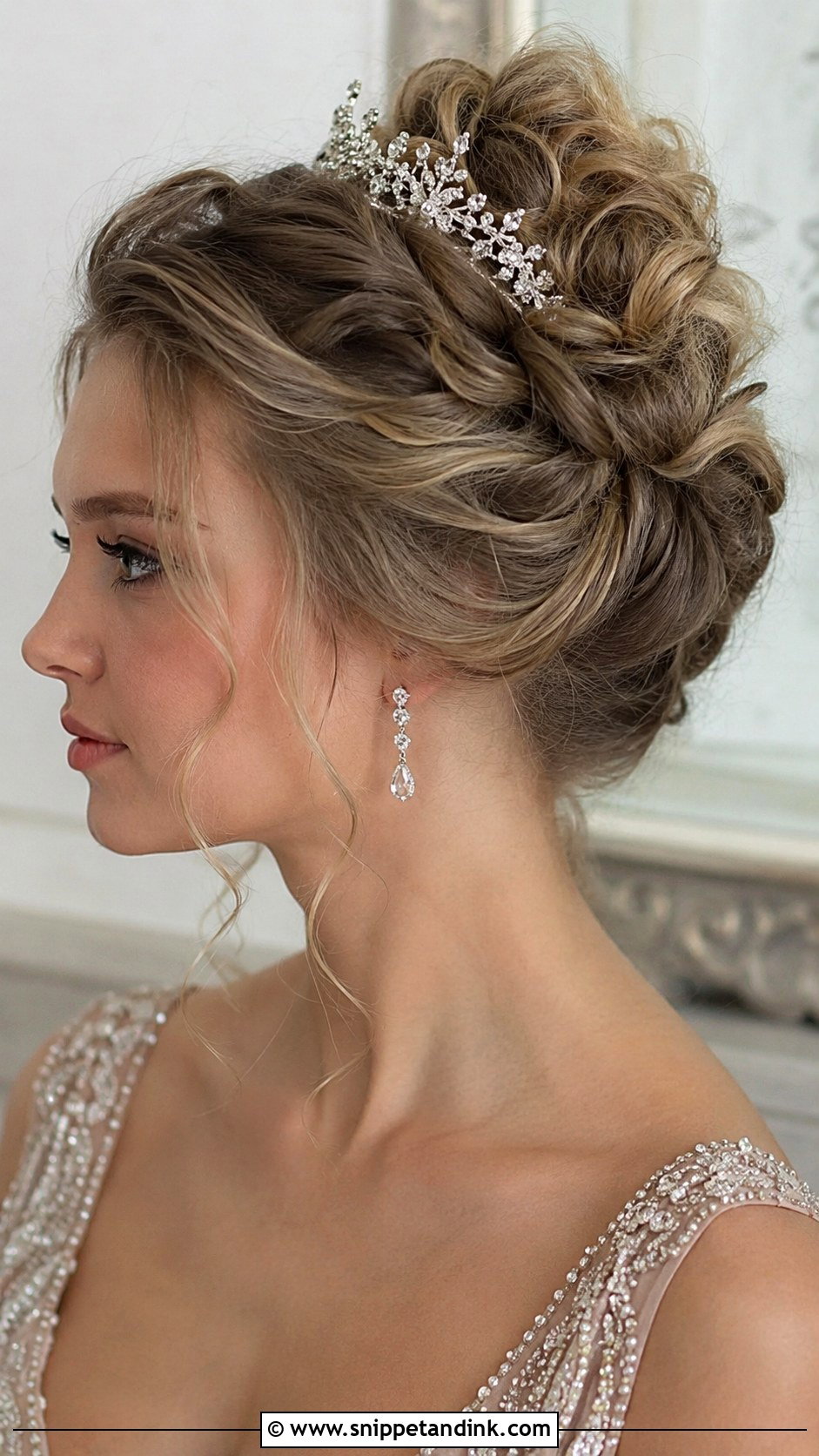 Curly Updo With Tiara - Snippet and Ink - 25 Curly Hairstyles for Wedding Guest